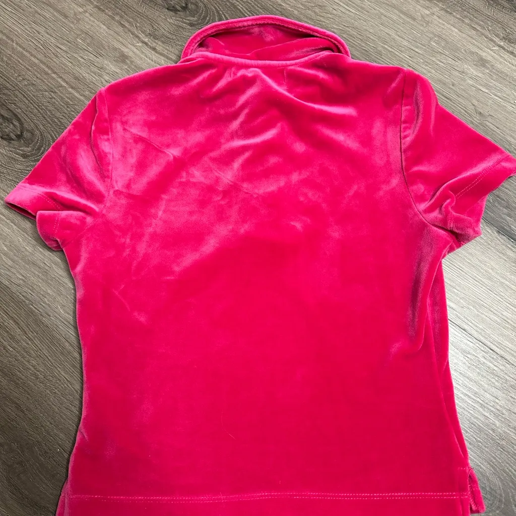💗 New Juicy Couture Crop Velour Polo in Pink Women's Size XS - Image 3