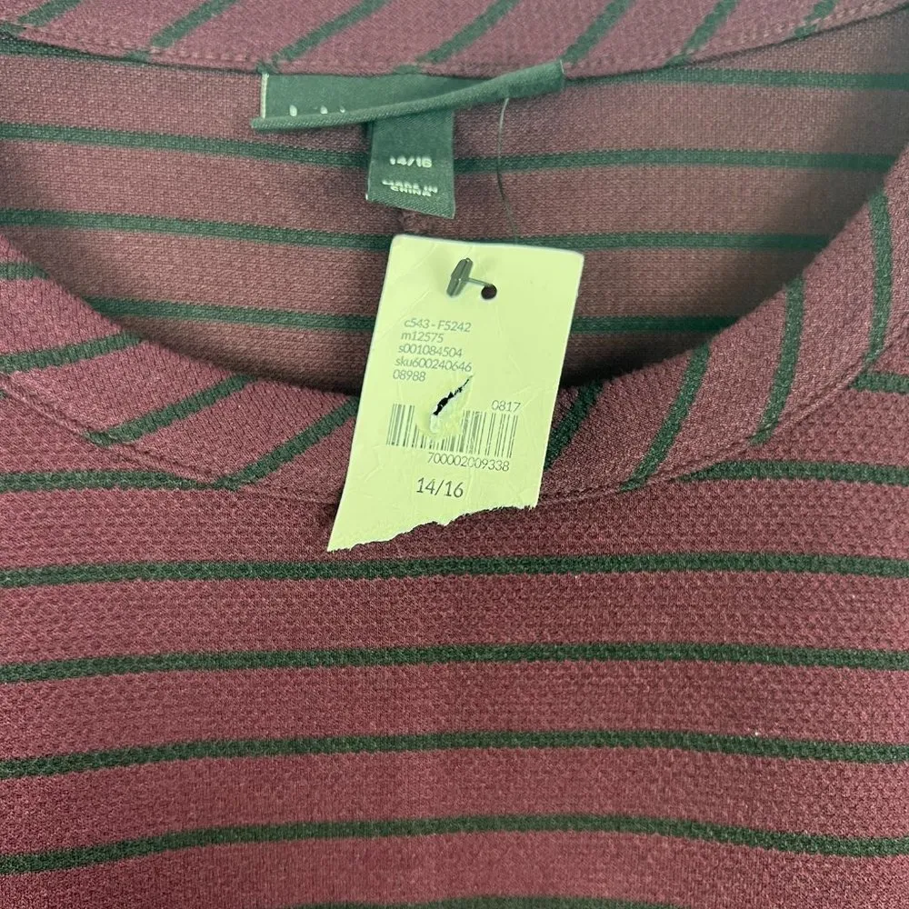 NWT Lane Bryant Striped Pocket Dress Wine Plus Size 14/16 14 16 NEW L1590 - Image 5