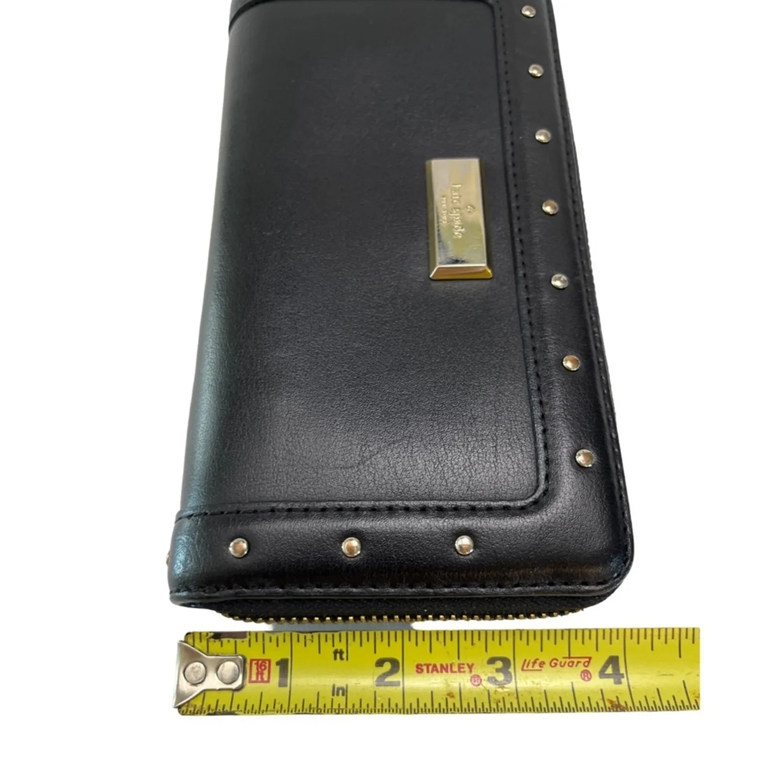 Kate Spade New York Helena Black Leather Studded Zip Around Continental Wallet - Image 15