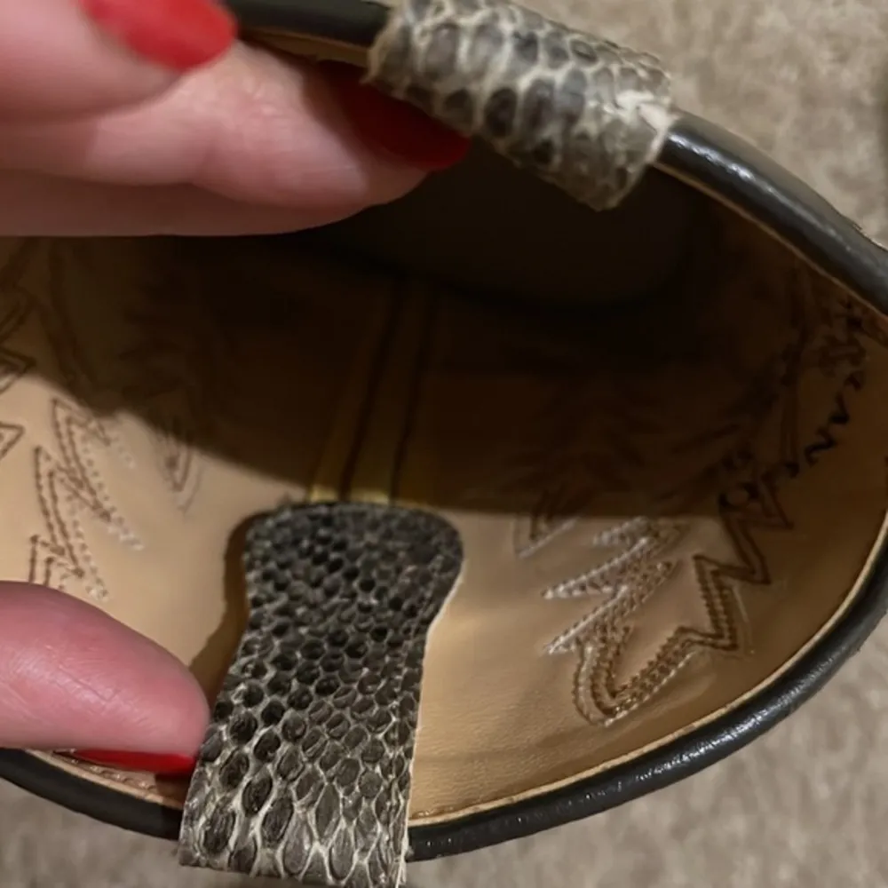 Durango Snakeskin Detailed Cowgirl Boots Short 5.5 Brown NWOB - Image 9