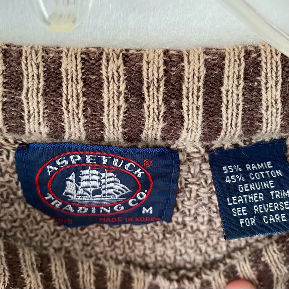 Aspetuck Trading Company Vintage Grandpa Granny Y2K Brown Sweater Medium - Image 5