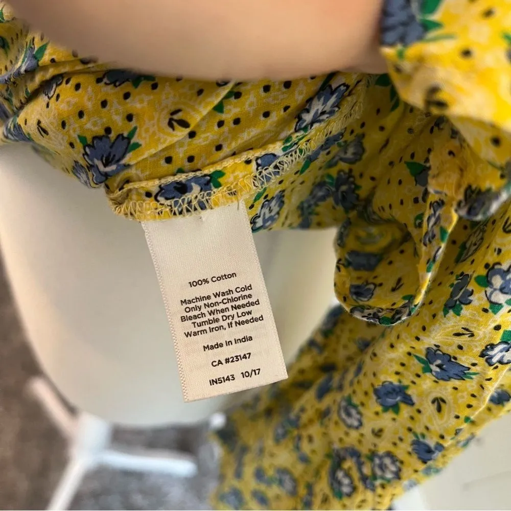 Talbots Floral Blouse Bandana Print Bell Sleeve Size Large Petite Popover - Image 7