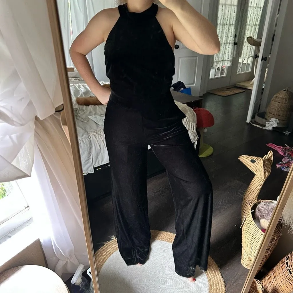 Misa Women’s Medium Black Velvet Xandra Jumpsuit - Image 2