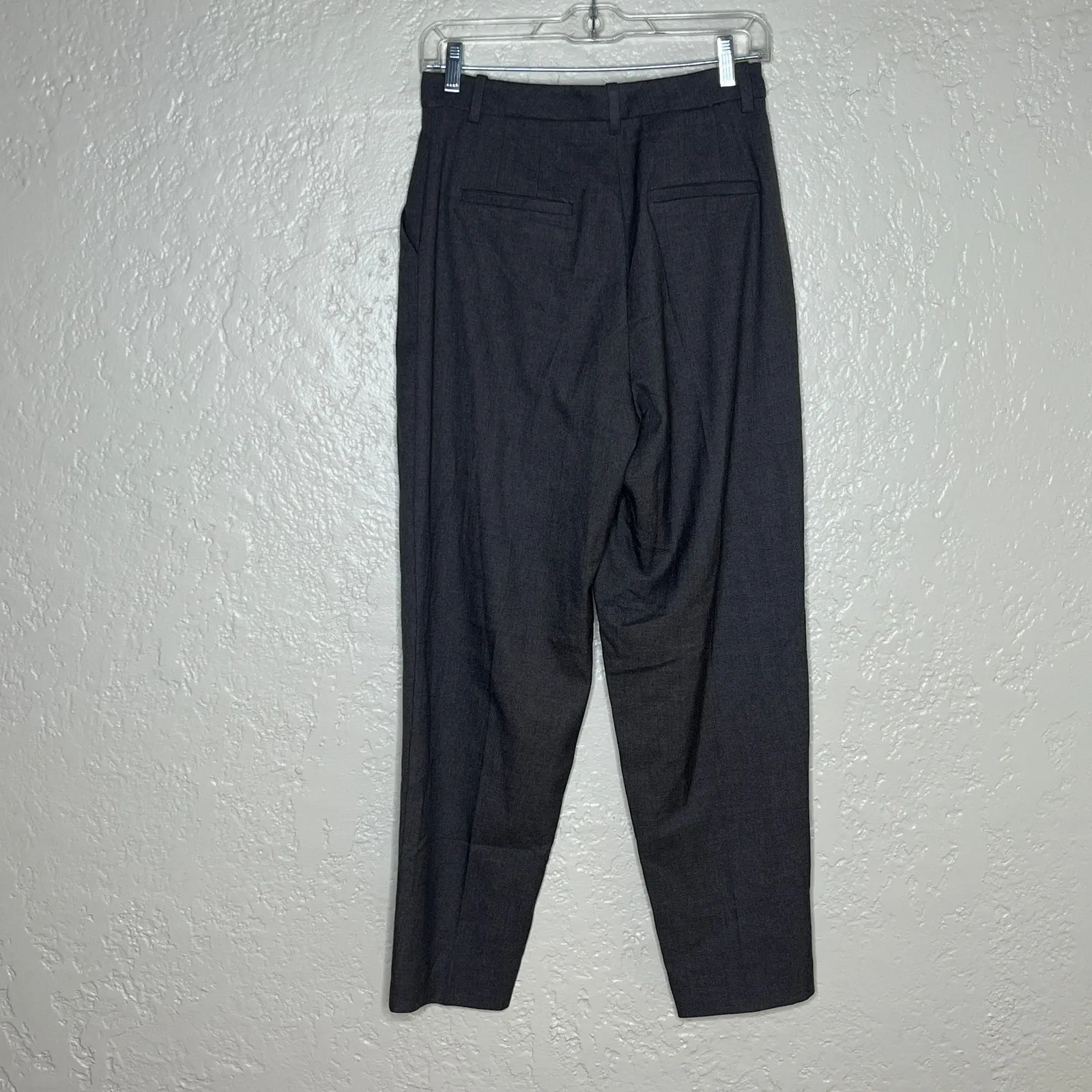 Mango Pleated Trouser Pants Women’s High Waist Slant Pocket Gray Size 4 - Image 2