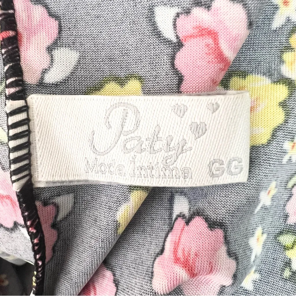 Paty Moda Intima Black Pink & Yellow Floral Paisley Bra Top Nightgown Size Large - Image 12