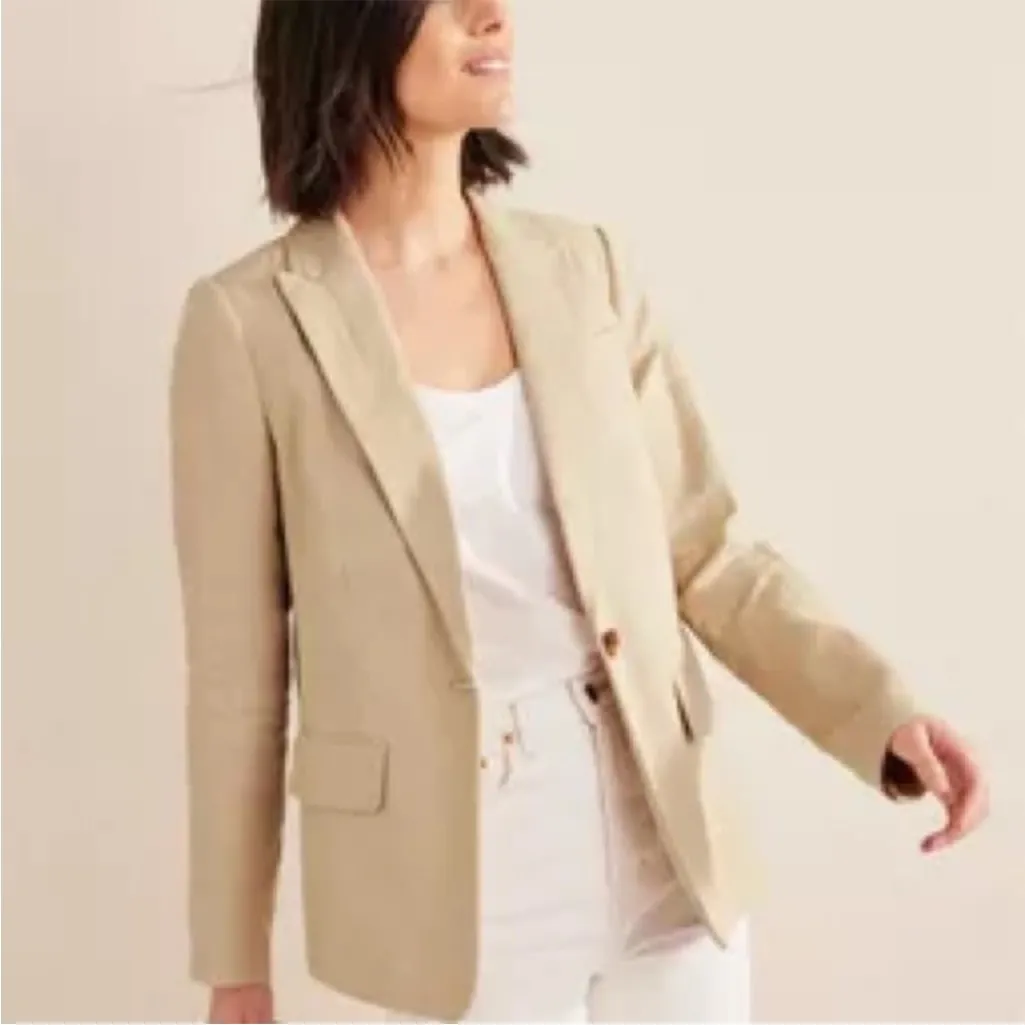Boden Cambridge Tan Neutral Linen Blazer Size undefined - Image 2