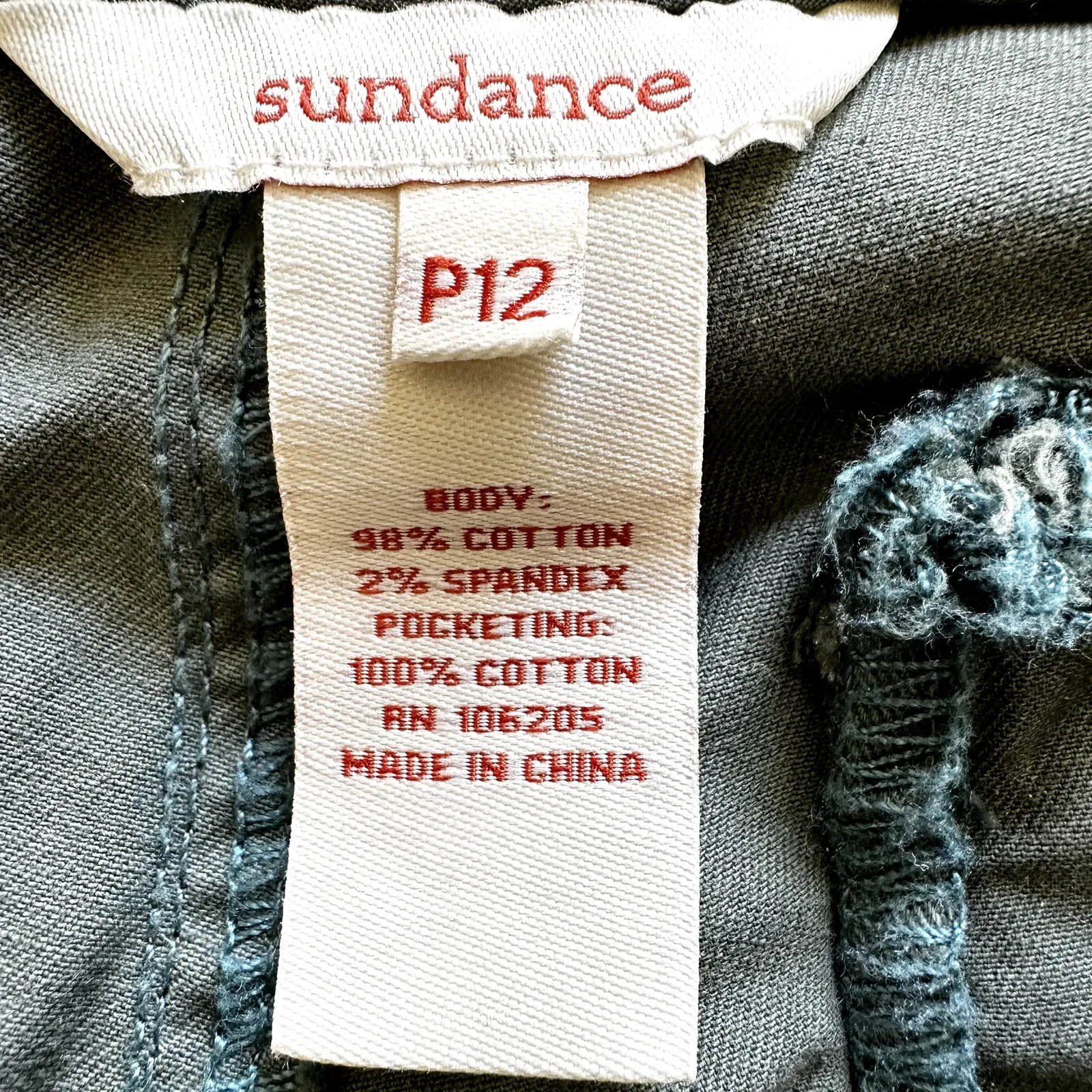 Sundance Cargo Pants Drawstring Belt Straight Leg Pockets Cotton Dark Green P12 - Image 3