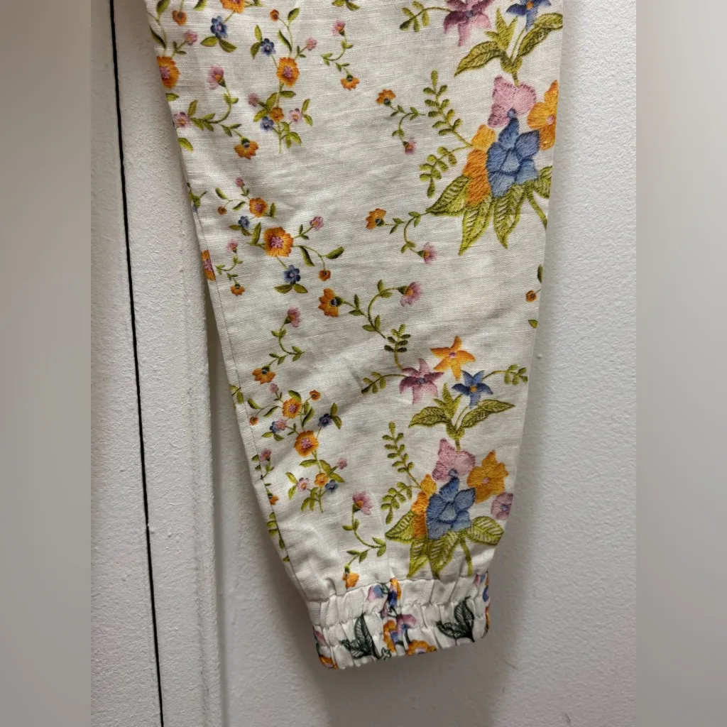 HEMANT & NANDITA White Pants with Floral Embroidery NWOT Medium - Image 6
