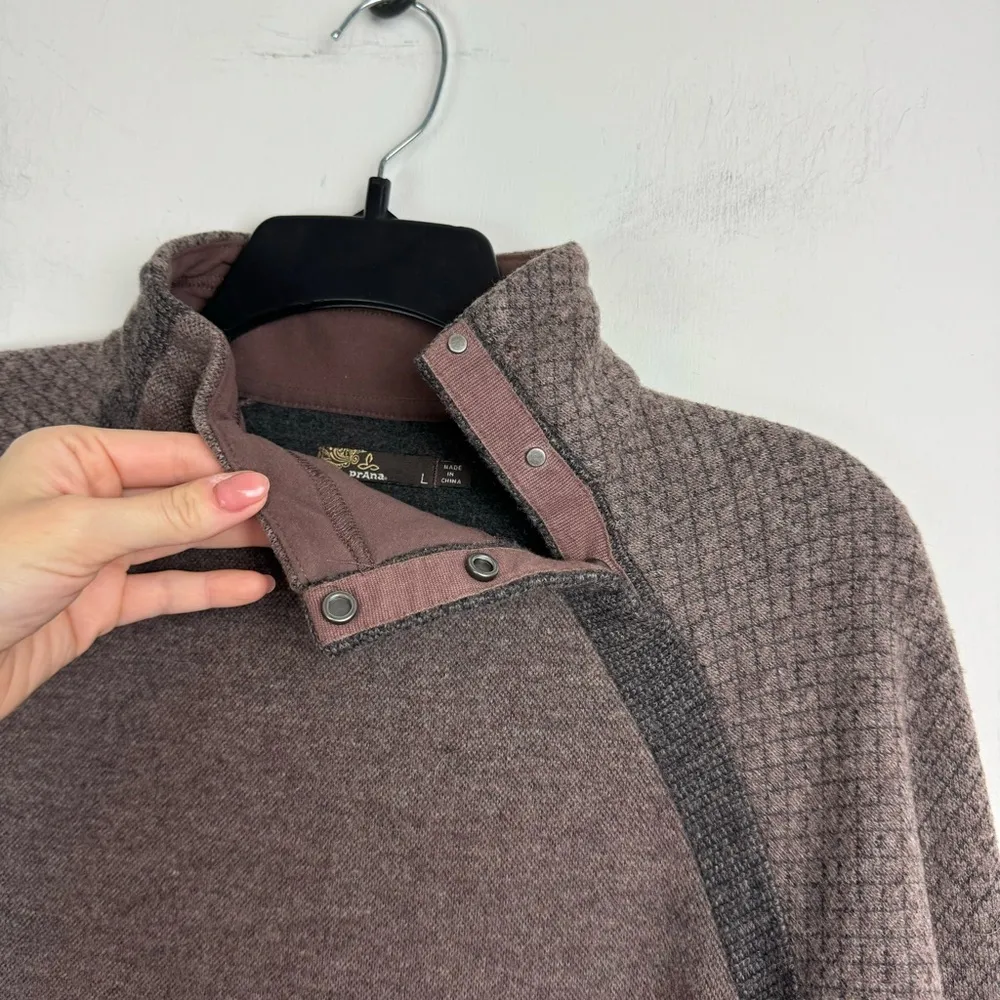 Prana Womens Brandie Wool Blend Sweater Sz Large Snap Collar Weathered Wood - Image 6