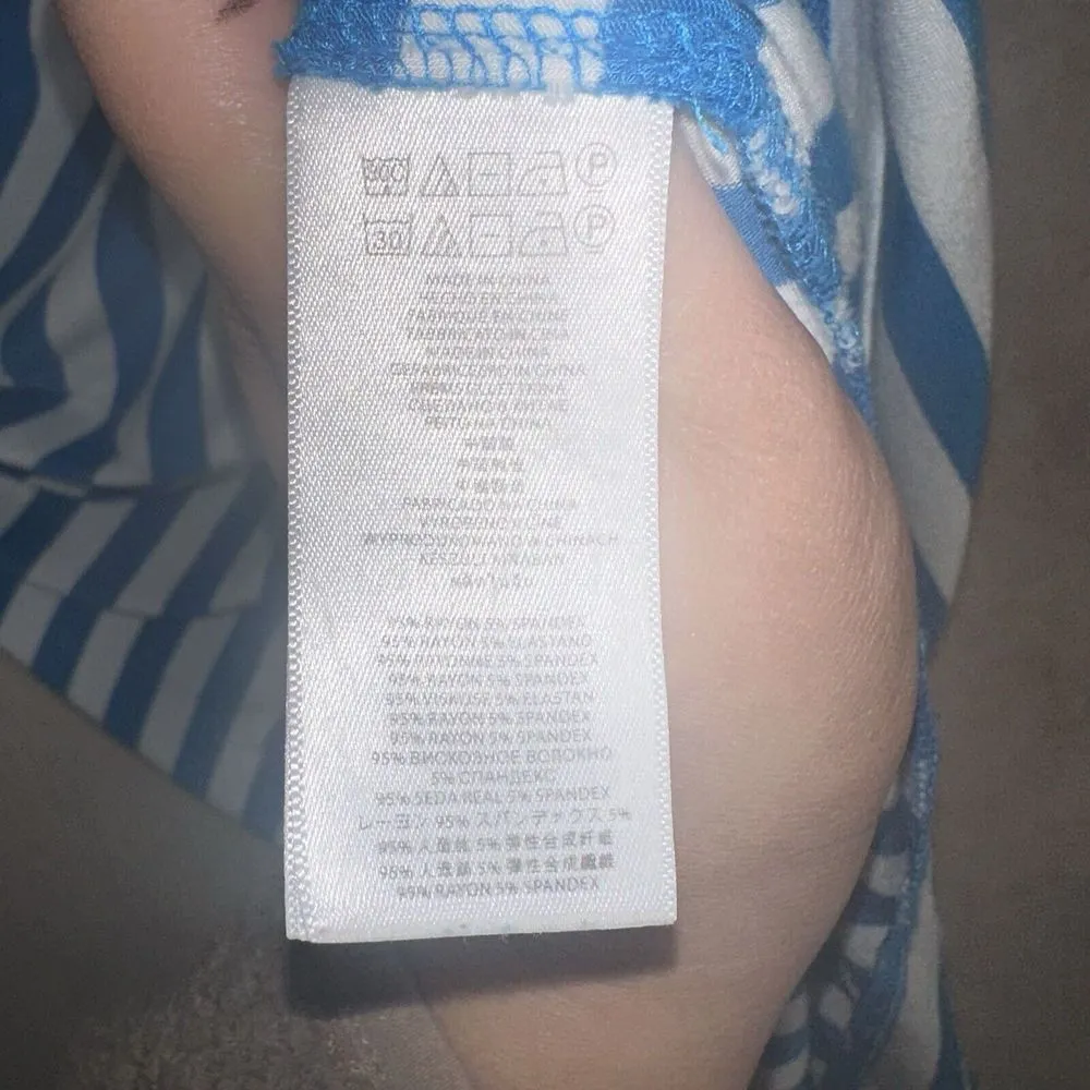 Michael Kors Womens Blue White Striped Nautical‎ Y2K Style Knot Top Sz L - Image 6