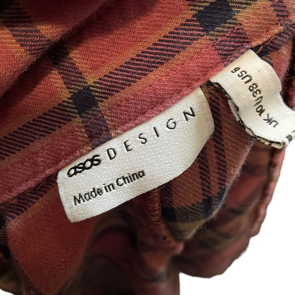 ASOS Purple Plaid Tartan Flannel Button Up Long Sleeve Grunge Classic Punk Shirt - Image 6