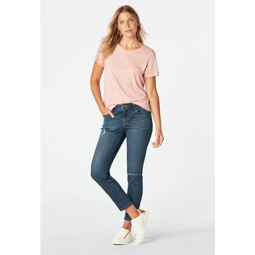 JustFab Womens Jeans Size 28 Just Fab Relaxed Slim Distressed Blue‎ Night Rider - Image 4