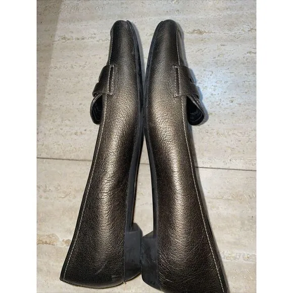 Prada Womens Loafers Flats Metallic Gold Size 36.5‎ - Image 11