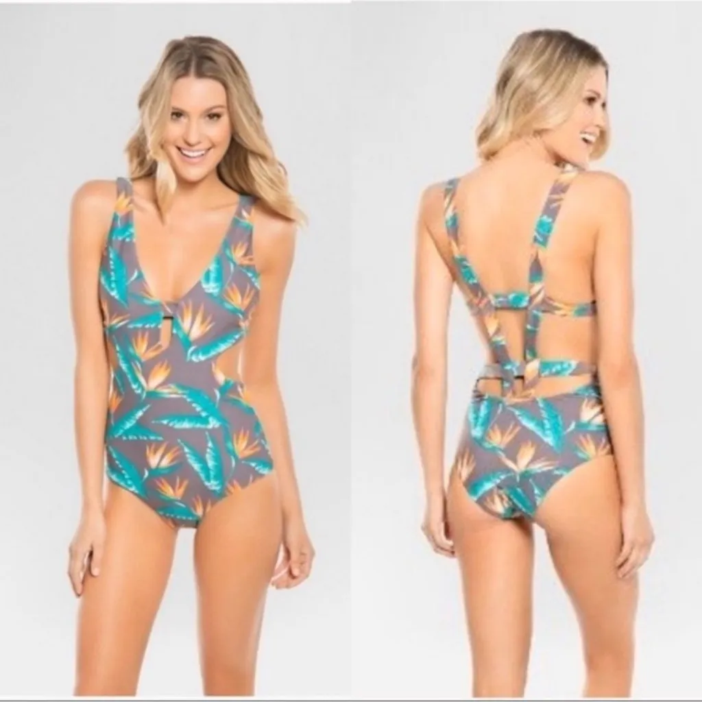 Tori Praver Seafoam Cutout Birds Of Paradise One Piece Swimsuit size XS - Image 13