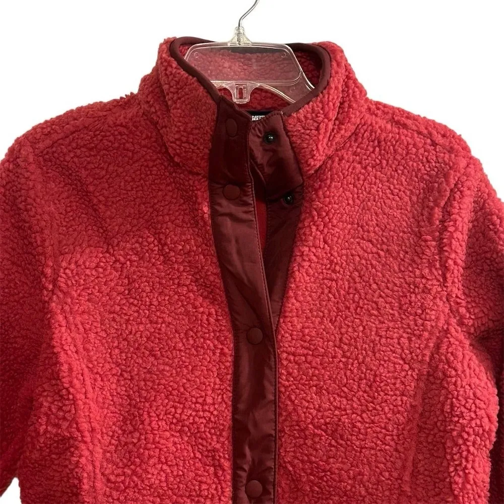 Lands' End Women Sherpa Jacket Red Size S Full Snap Button Closure w/Pockets - Image 5