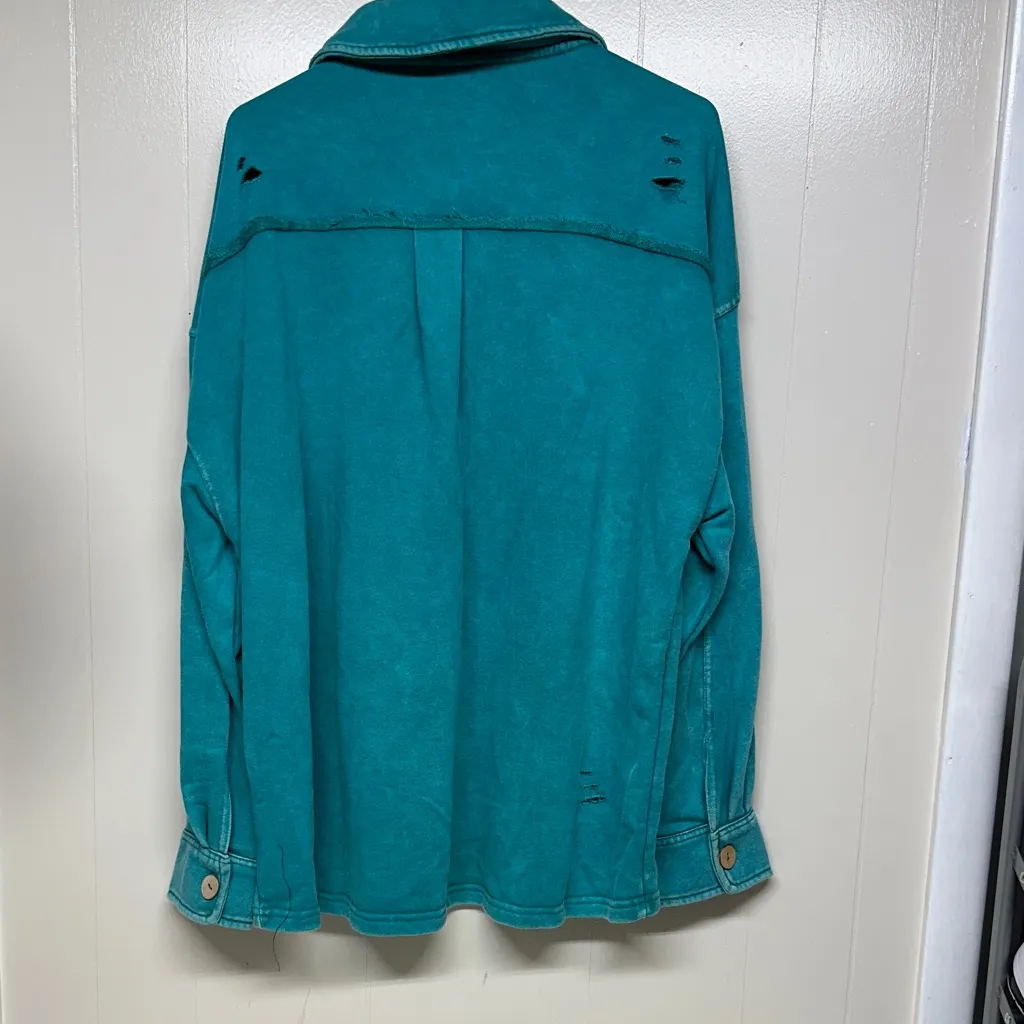ODDY Distressed Teal Utility Jacket Blue Size XXL - Image 6