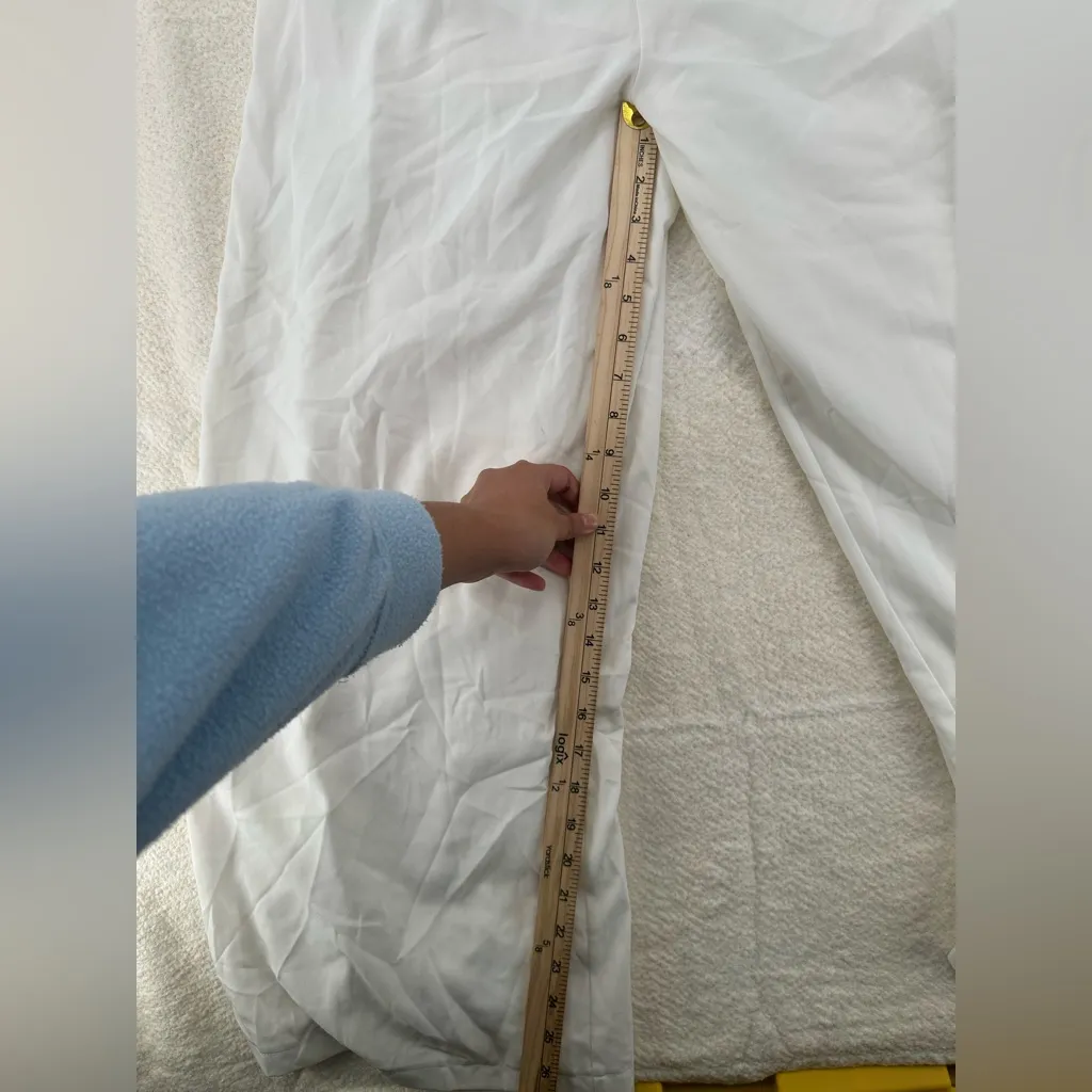 White One Shoulder Wide Leg Jumpsuit Minimal Chic Size 2 - Image 5