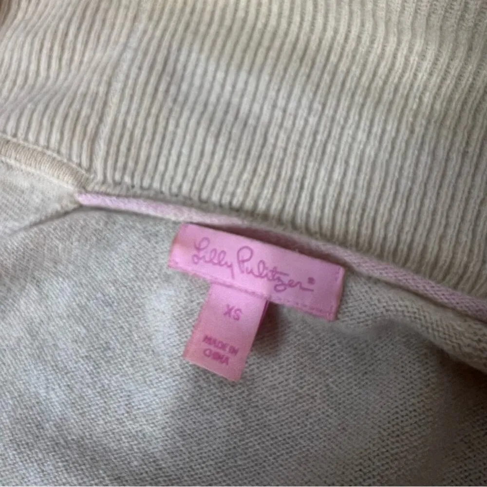 Lilly Pulitzer cashmere ruffle cardigan tan sz XS - Image 6