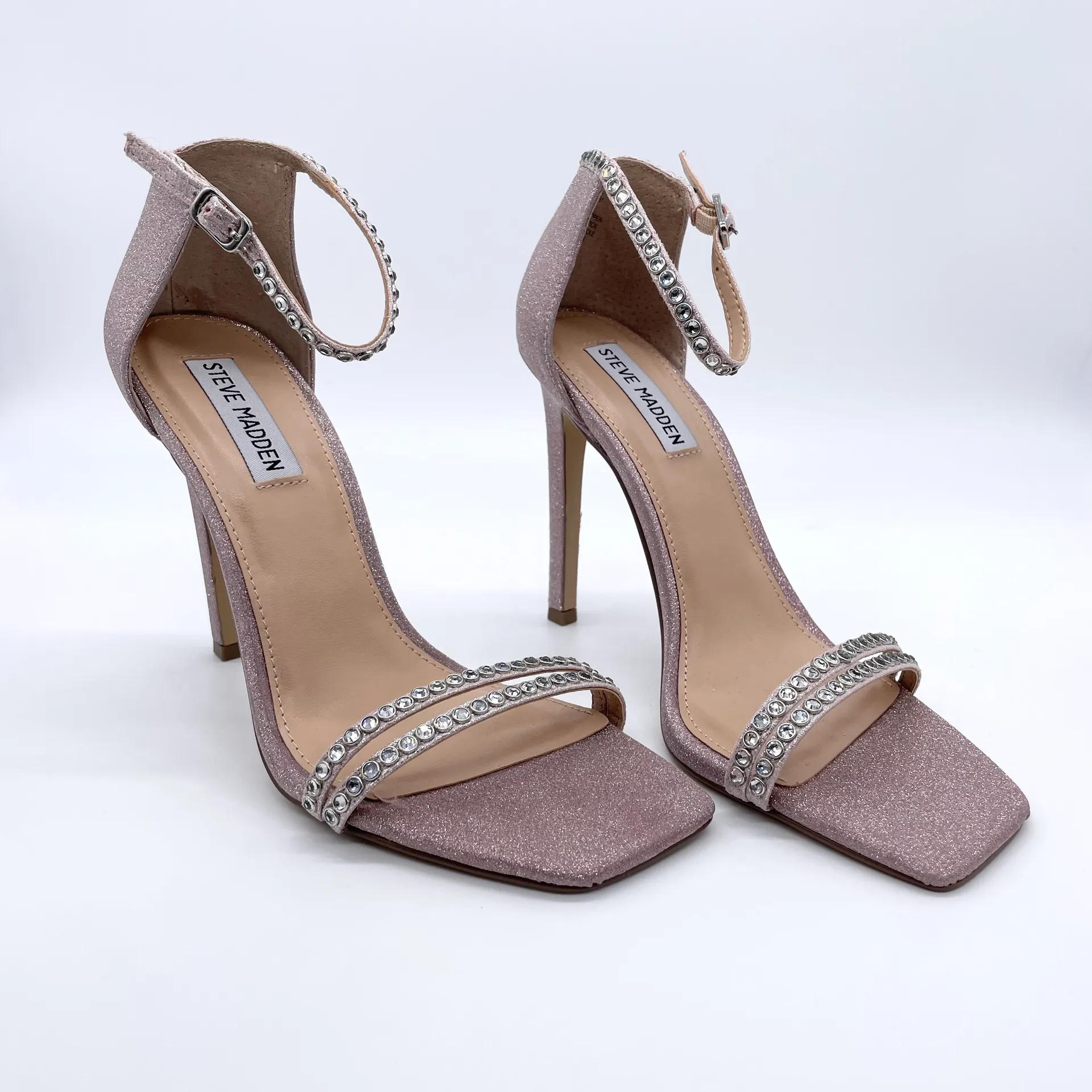 Collette Strappy Stiletto Heels Blush Glitter Sandals - Image 2