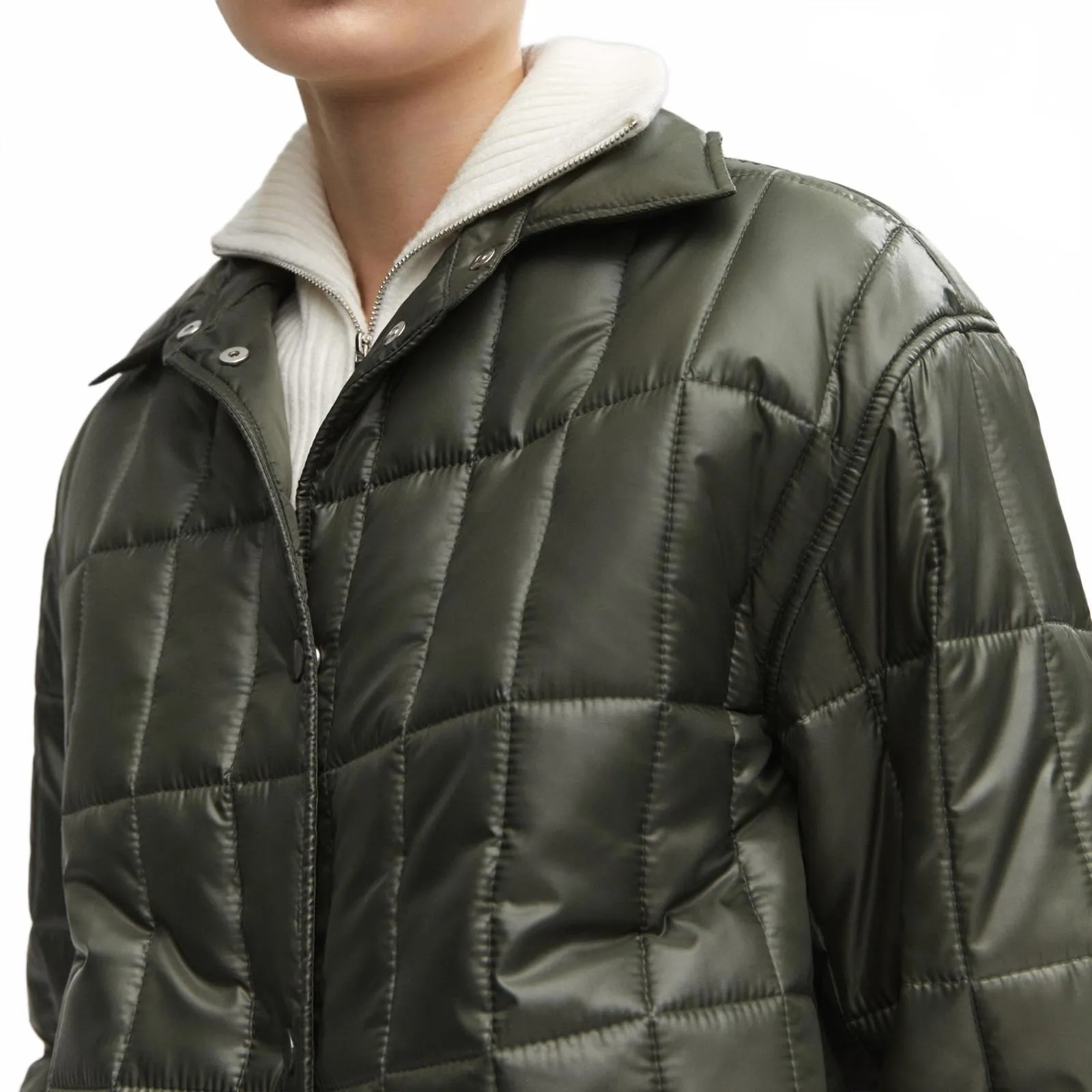 Mango Water-Repellent Quilted Anorak with Shirt Collar Khaki XXS - Image 7