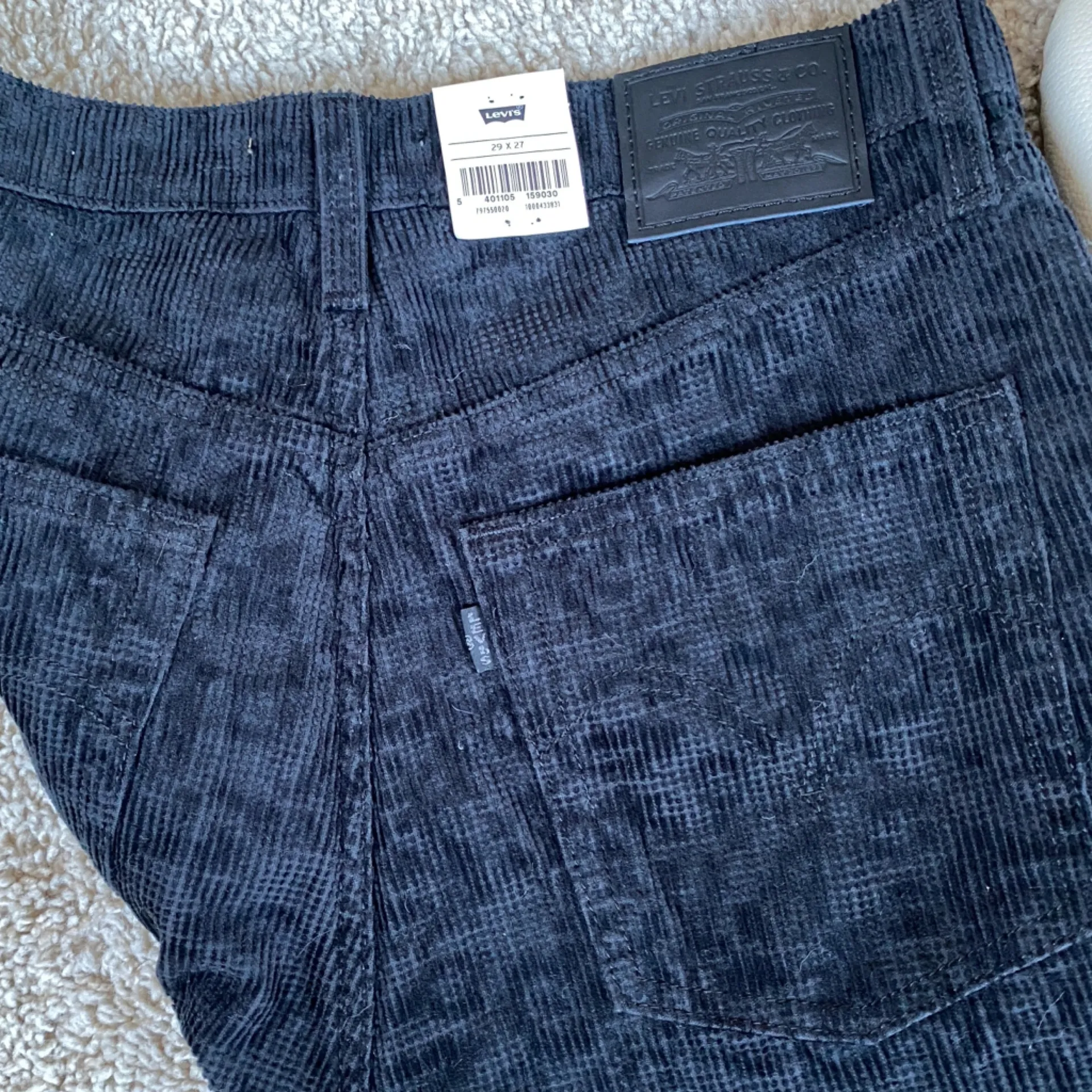 RARE Big E Levi's Black Textured Floral Print Ribcage Straight Jeans New! 29 - Image 8