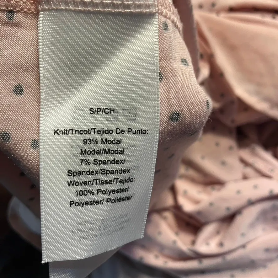 Donna Karan Sleepwear Pink Polka Dot V Neck Night Shirt Women Small Modal Luxury - Image 11