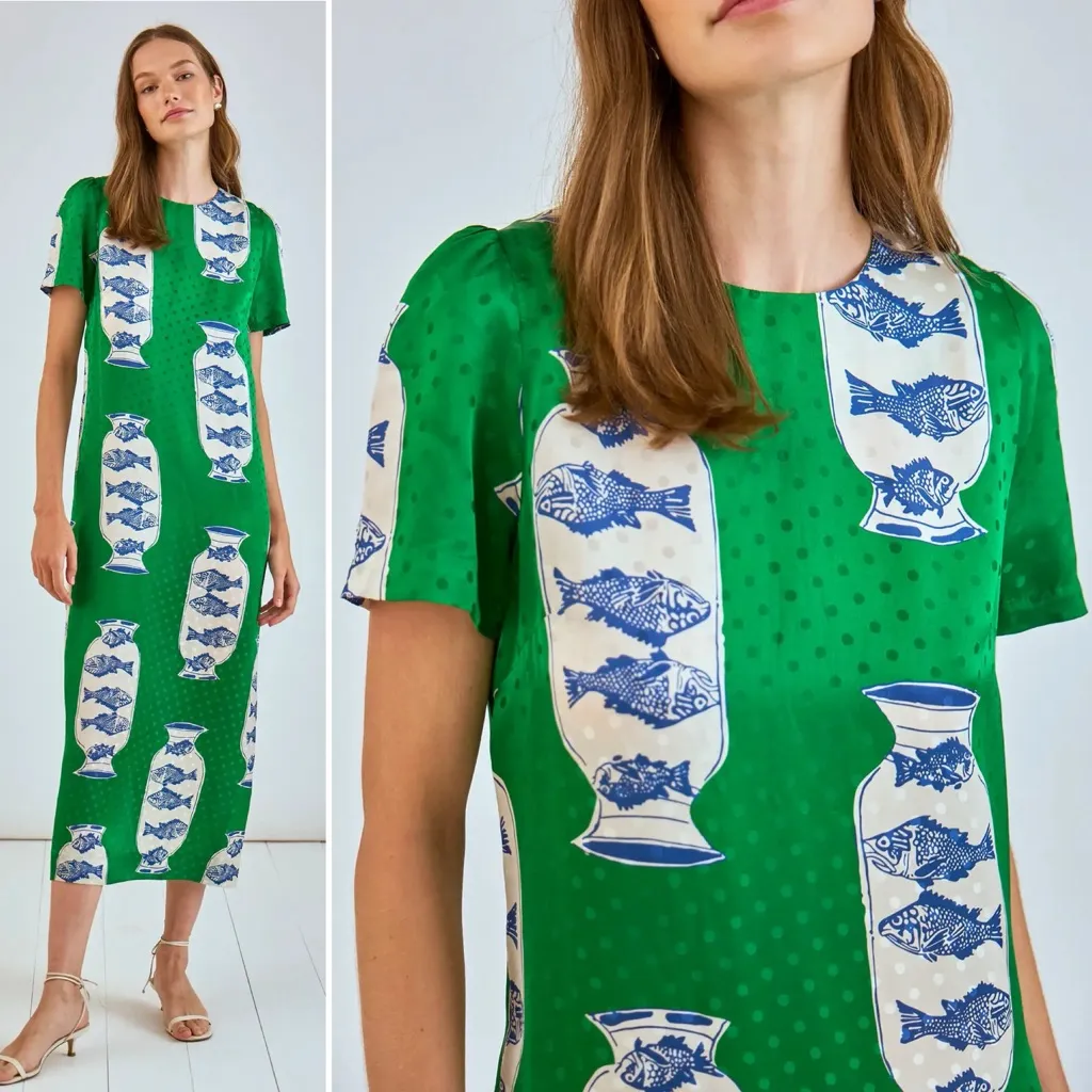 NWOT Hunter Bell Silk Valerie dress in Herring Green Size 4 *SOLD OUT* - Image 3