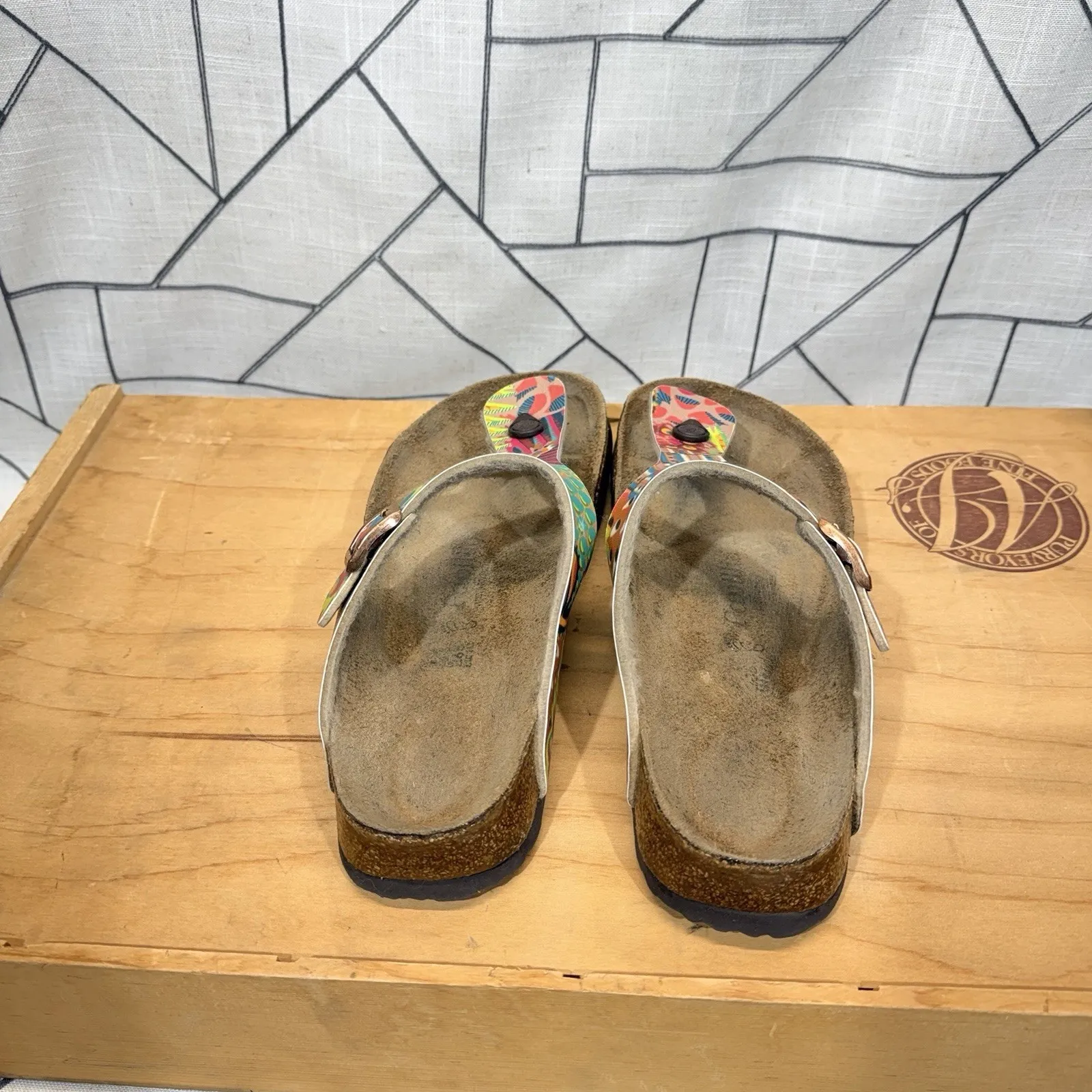 BIRKENSTOCK GIZEH BIRKO-FLOR THONG SANDALS Pink Teal Yellow SIZE 10 US / 41 EU - Image 11