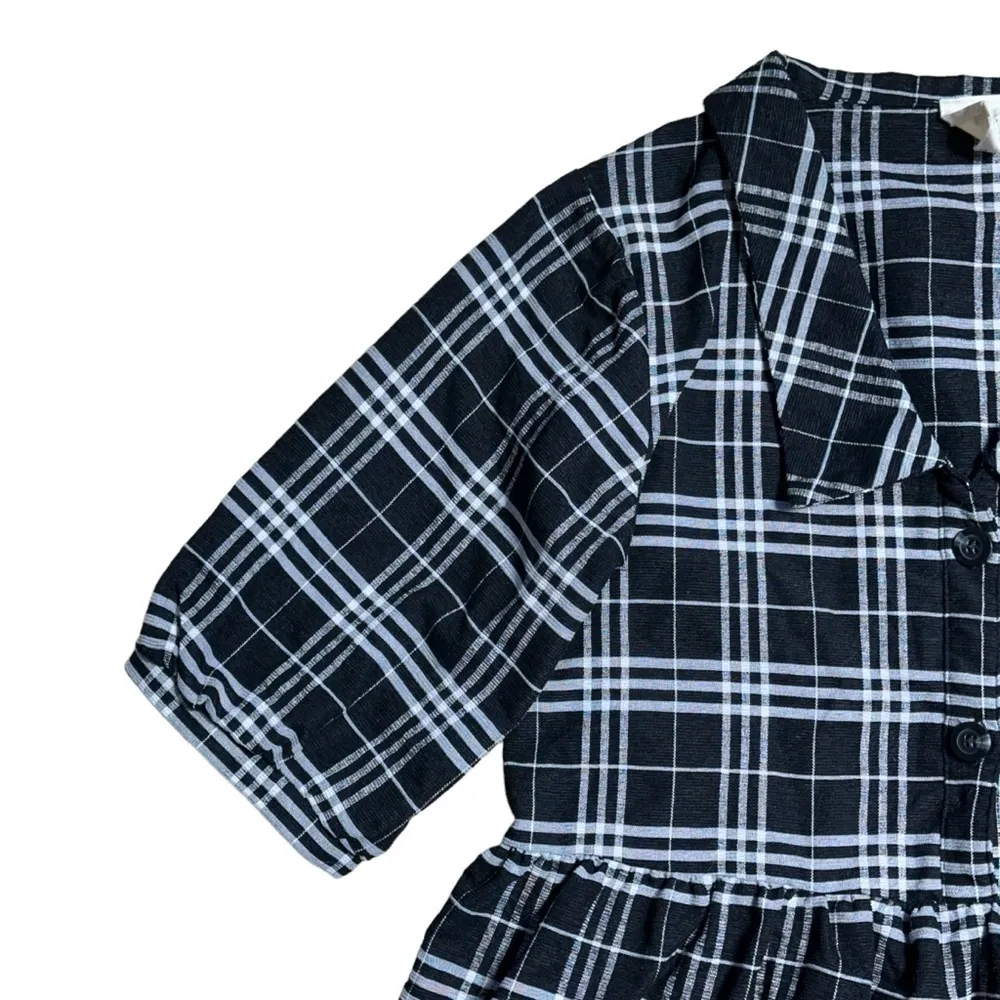 Harper Heritage Black & White Plaid Short Sleeve Mini Dress US M - Image 2