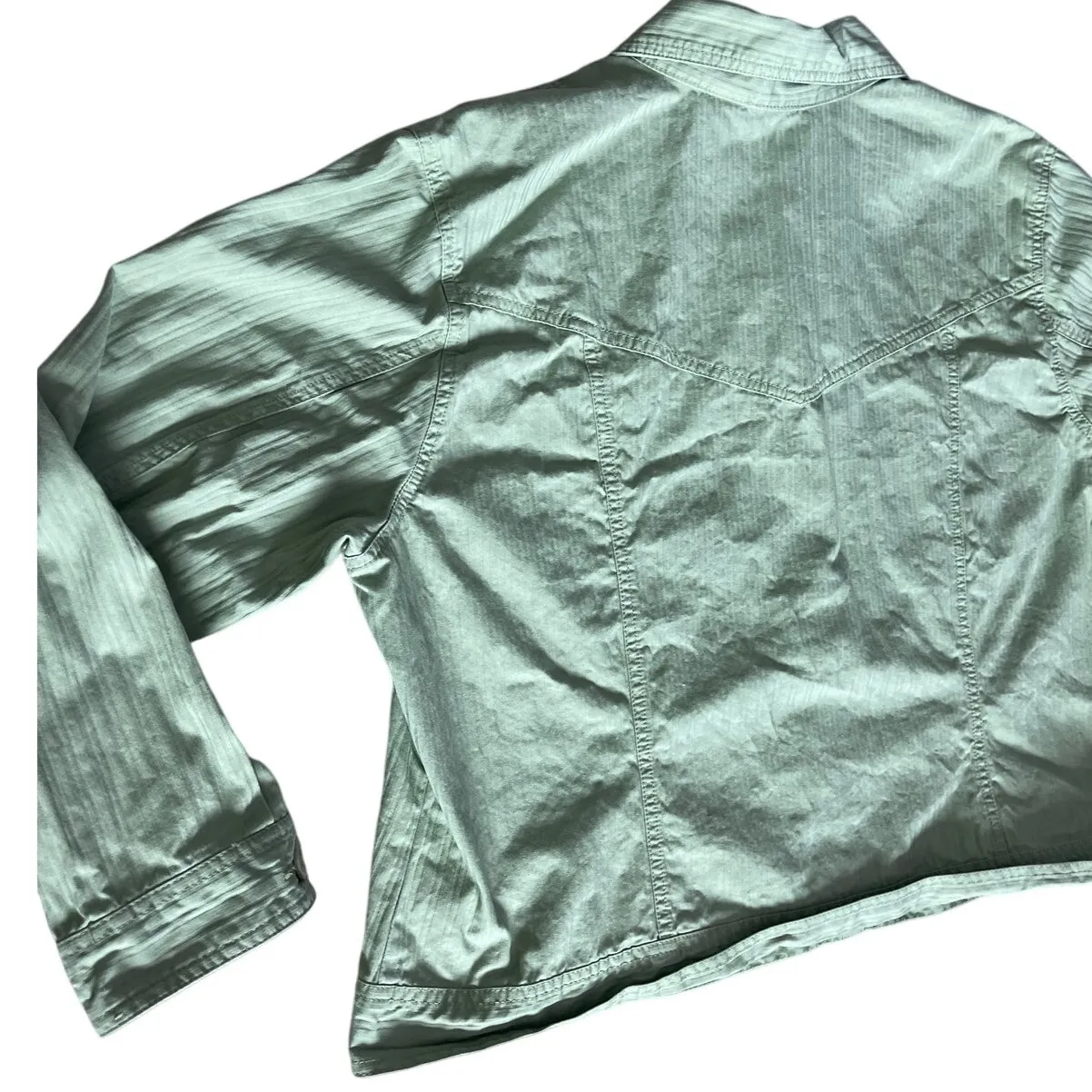 Vintage Bill Blass 90’s Plus Button Front Cropped Jacket Sage‎ Green Size 2X - Image 6