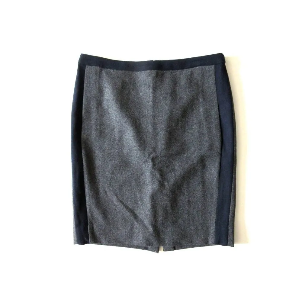 J.Crew Factory The Pencil Skirt in Gray & Navy Tipped Colorblock Wool Blend 6 - Image 2