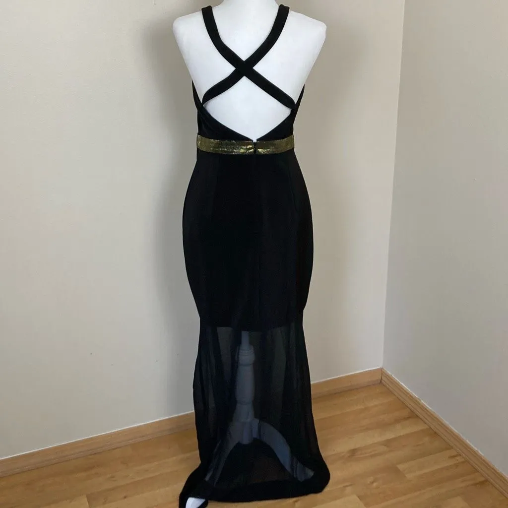 Express Black and‎ Gold Maxi Dress Size 8 - Image 3