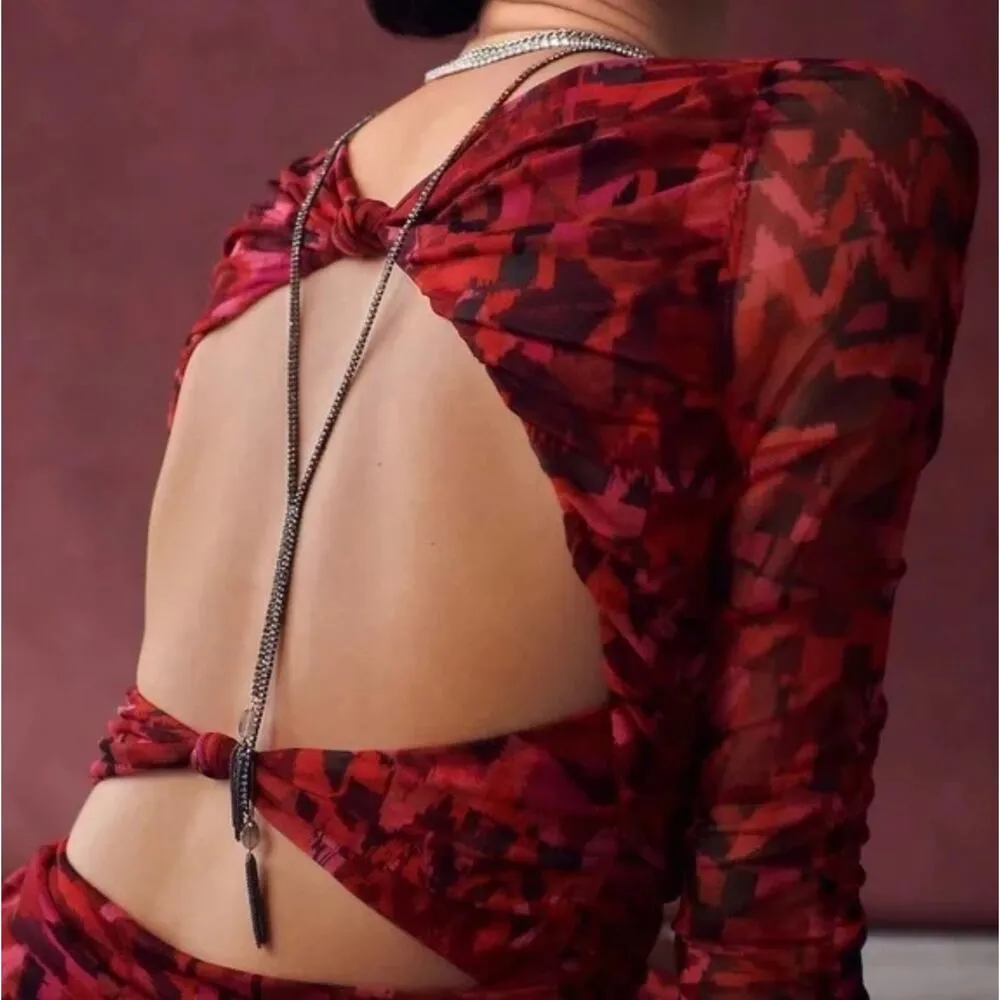 NWT! MISA Los Angeles Iselin Geo Print Mesh Body-Con Dress - Size Large - Image 8