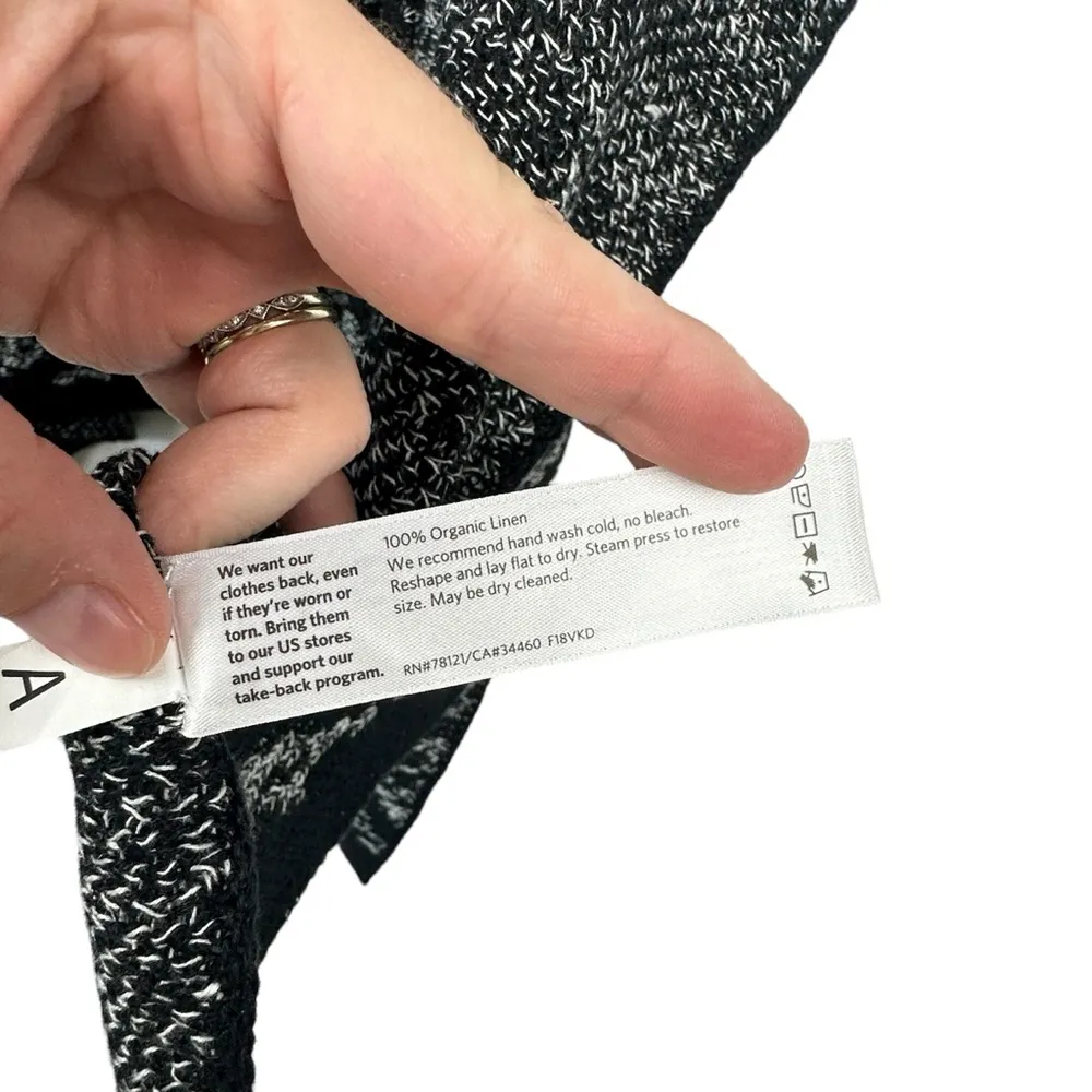 EILEEN FISHER Knit Poncho OS Organic Linen Textured Geometric Diamond‎ One Size - Image 8