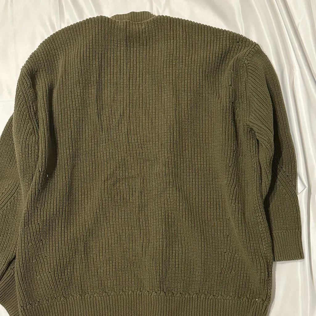 Mango cotton knit cardigan in dark green - Image 4