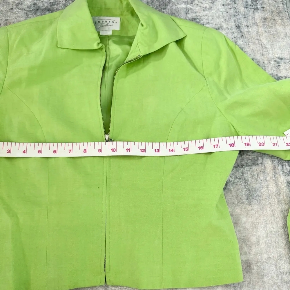 Vintage Express Lime Green Linen/Silk 3 piece business suit - See details - Image 5