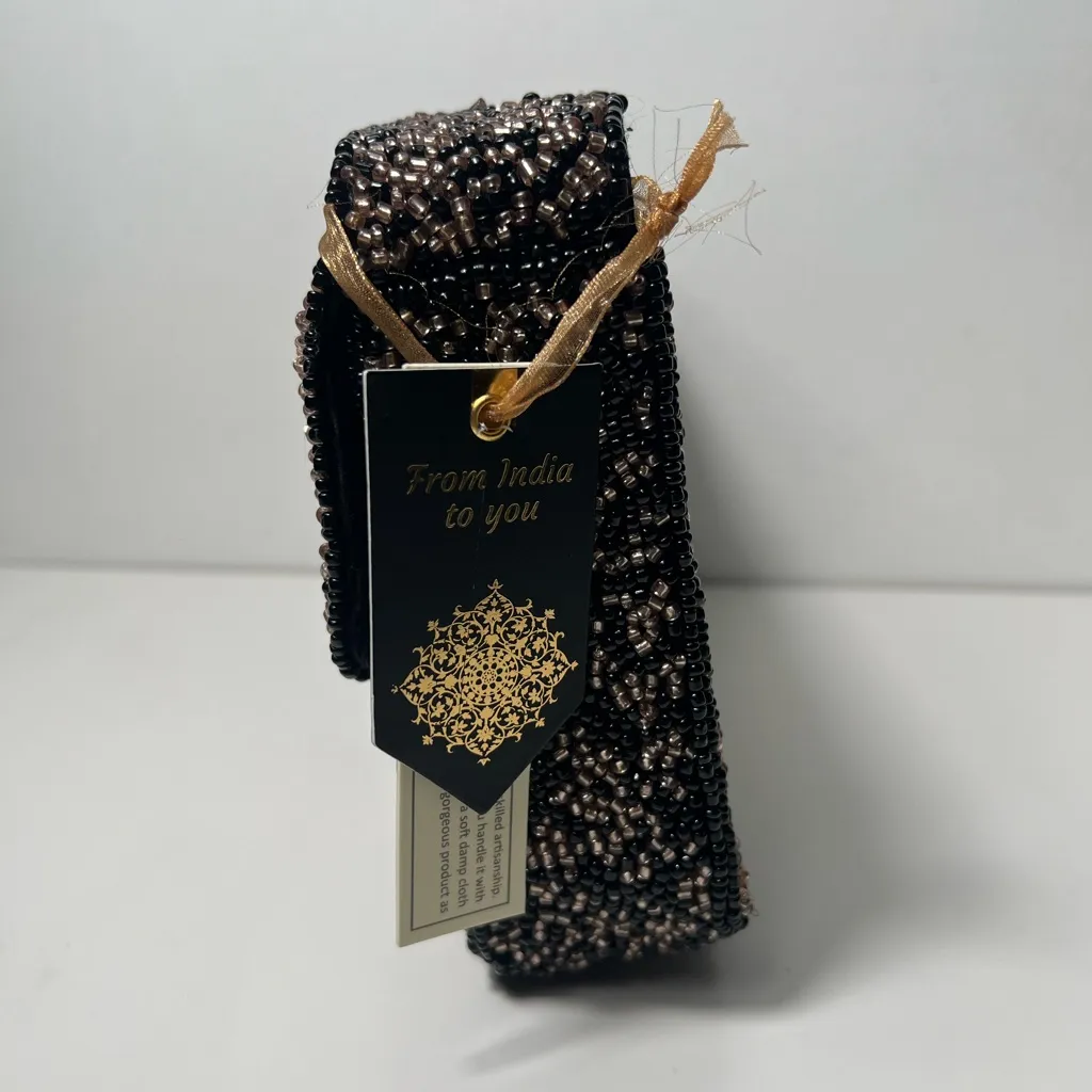 Handcrafted in India Bat Spiderweb Beaded Halloween Shoulder Bag Purse Handbag - Image 6