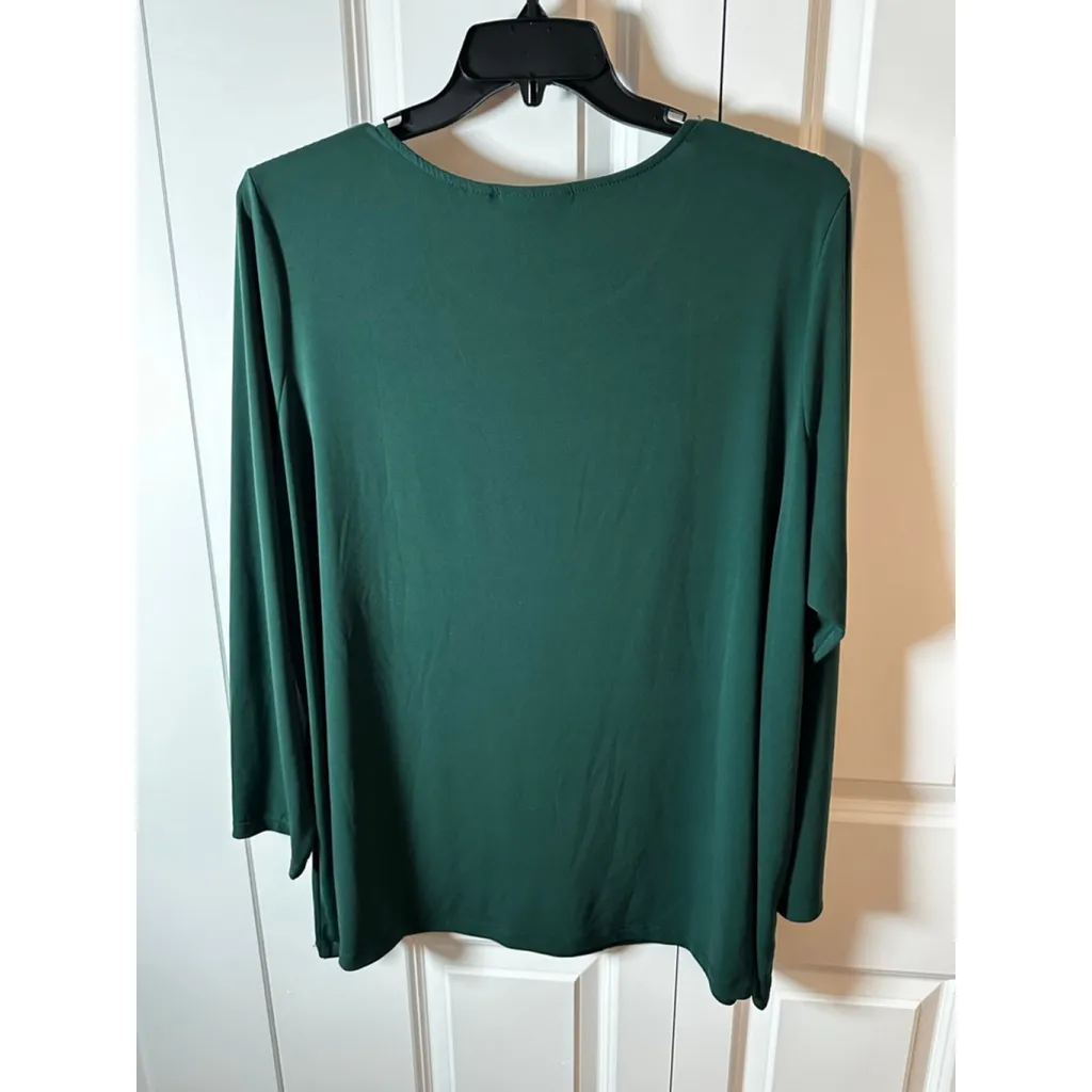 Susan Graver Long Sleeve Tee 3X Dark Green - Image 2