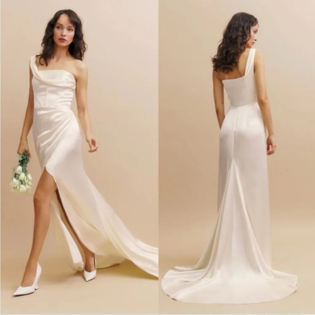 Reformation Eisa Silk Dress Bridal Ivory - Image 2
