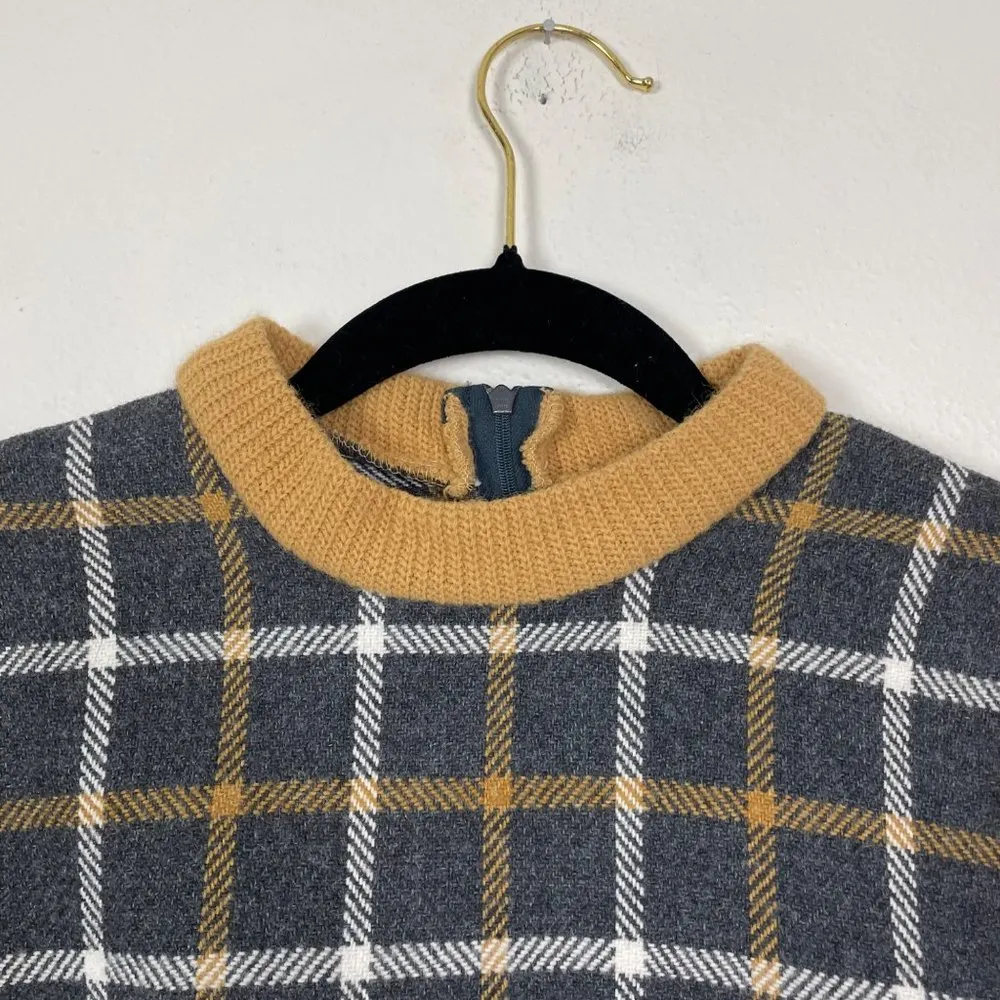 Vintage 1960s Joan Curtis Woman's‎ Sz S Gray and Yellow Wool Plaid School Dress - Image 3