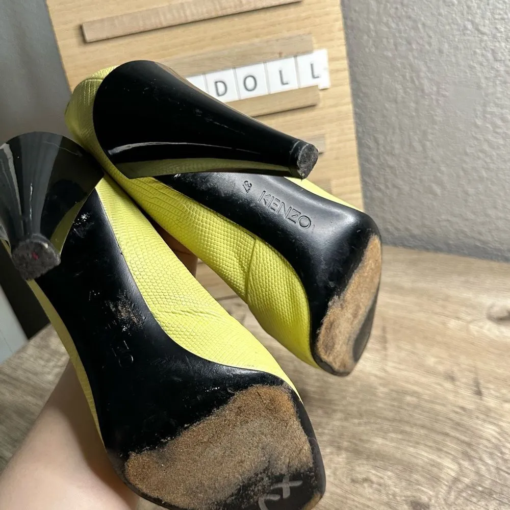 Kenzo Women’s 37 Yellow/Lime Green Heels Size 7 - Image 7