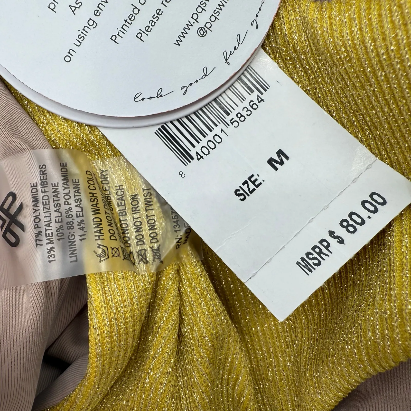 PQ SWIM PILYQ Swim Bottoms Size Medium NWT Eden Ring Full Gold Coast Teeny Swim Yellow - Image 6