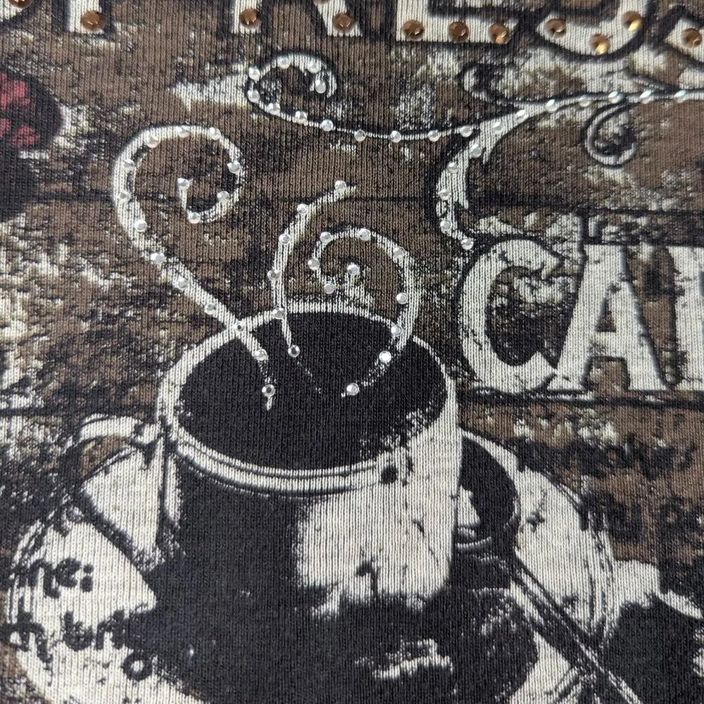 Y2K Vintage Bling Coquette Whimsygoth Tee T-Shirt Brown XL - Image 9