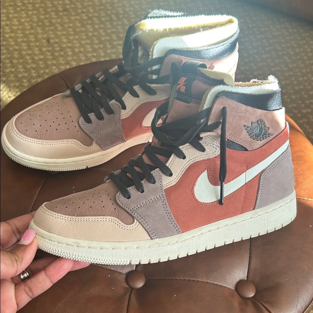 AIR JORDAN 1 ZOOM TO DROP IN PINK "RUST" COLORWAY WOMENS SNEAKERS Brown Size 9.5 - Image 3