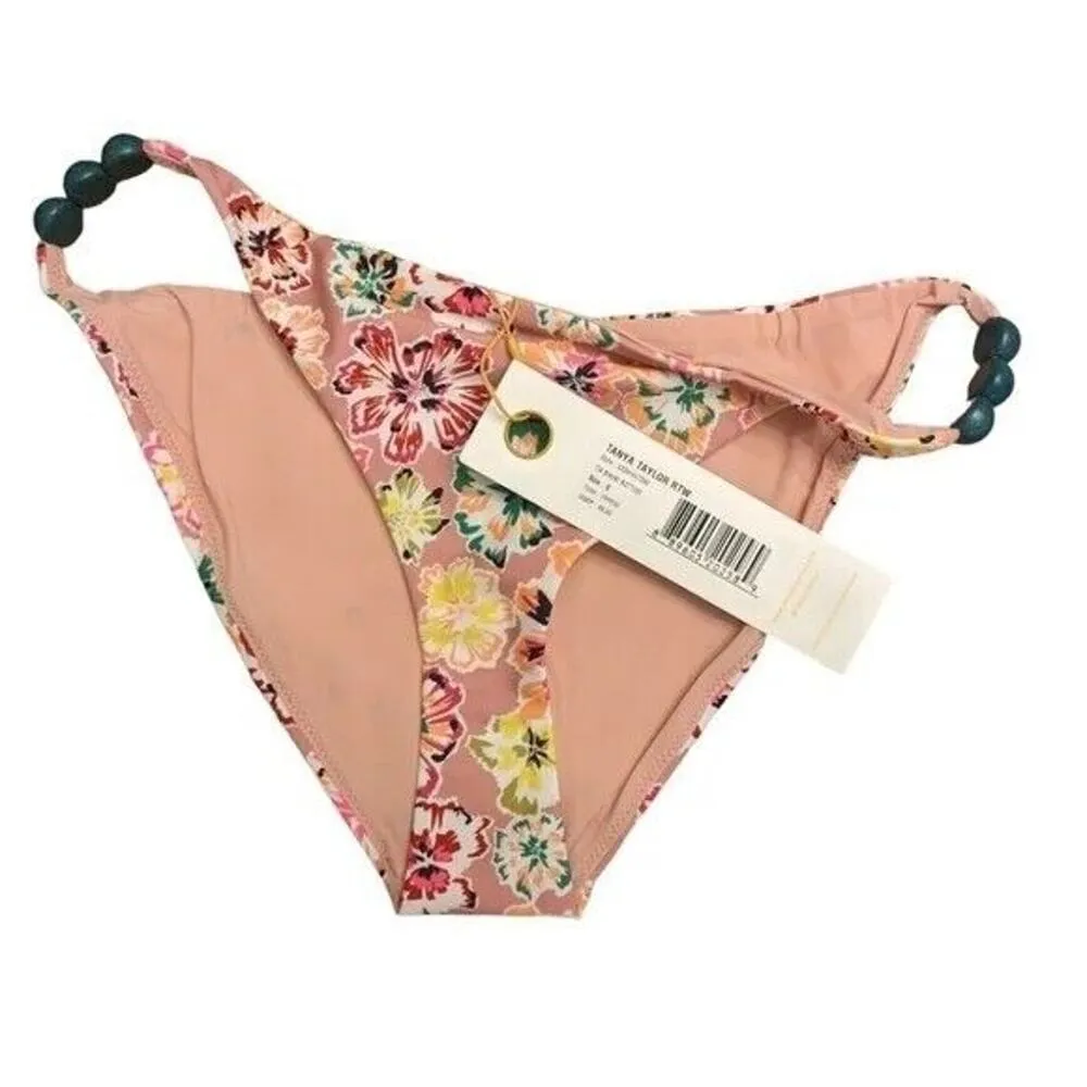 NWT Tanya Taylor Tia Bikini Bottom Floral Dahlia Beaded Hips Swim S Pink Rose - Image 2