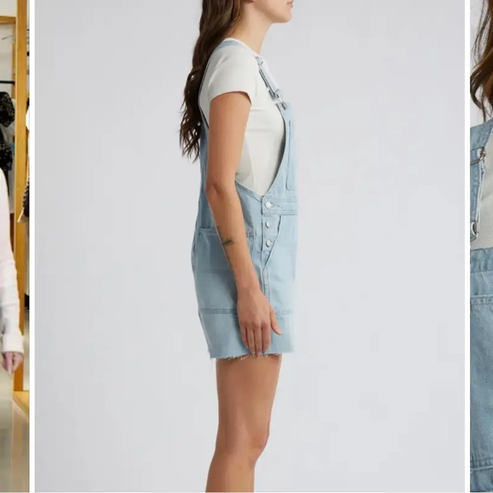 Madewell Raw Hem Oversize Denim Carpenter Shortalls Lakebrook Wash Size Large - Image 3