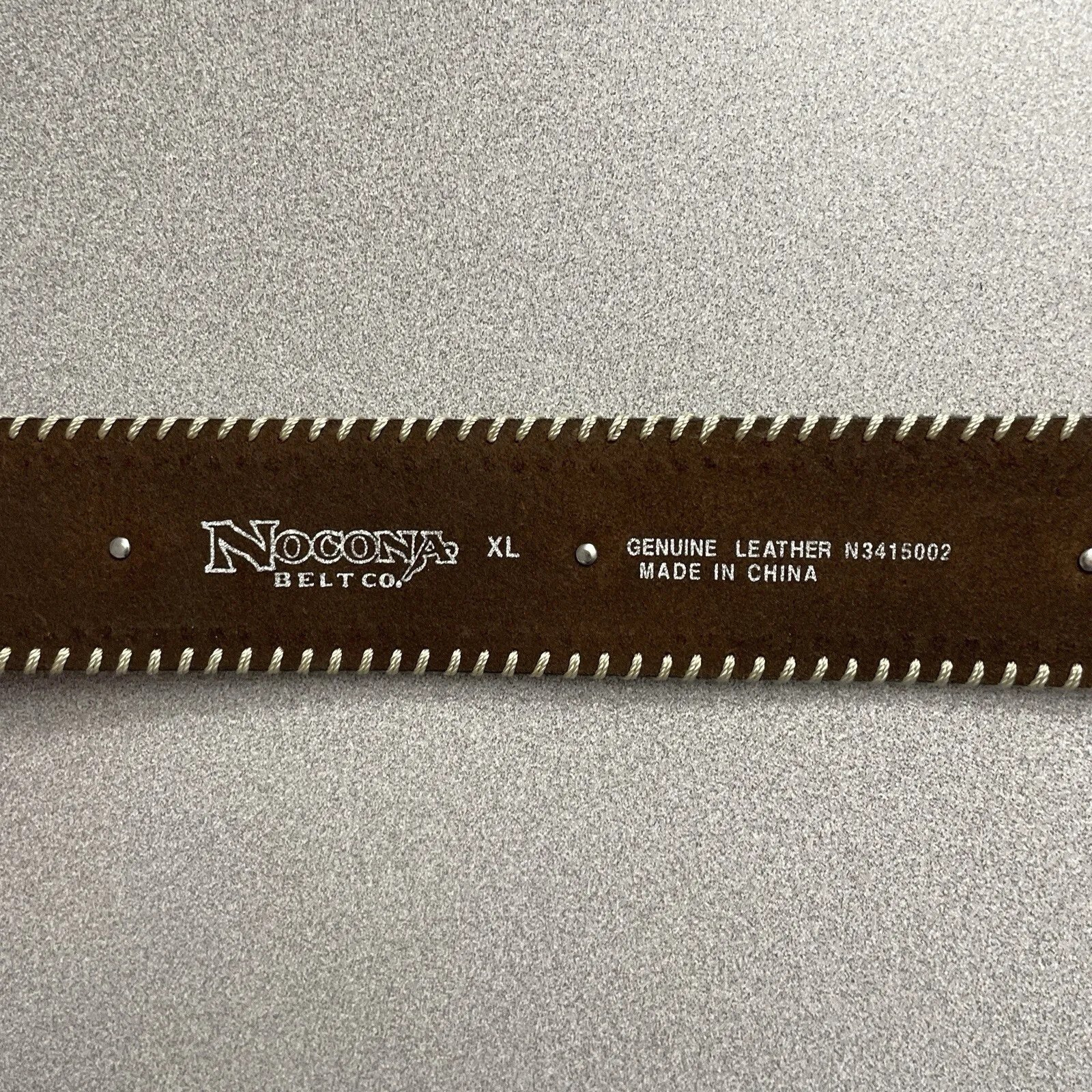 Nocona Belt Co Brown Leather Belt XL Silver Buckle Rhinestones Western Heavy - Image 9