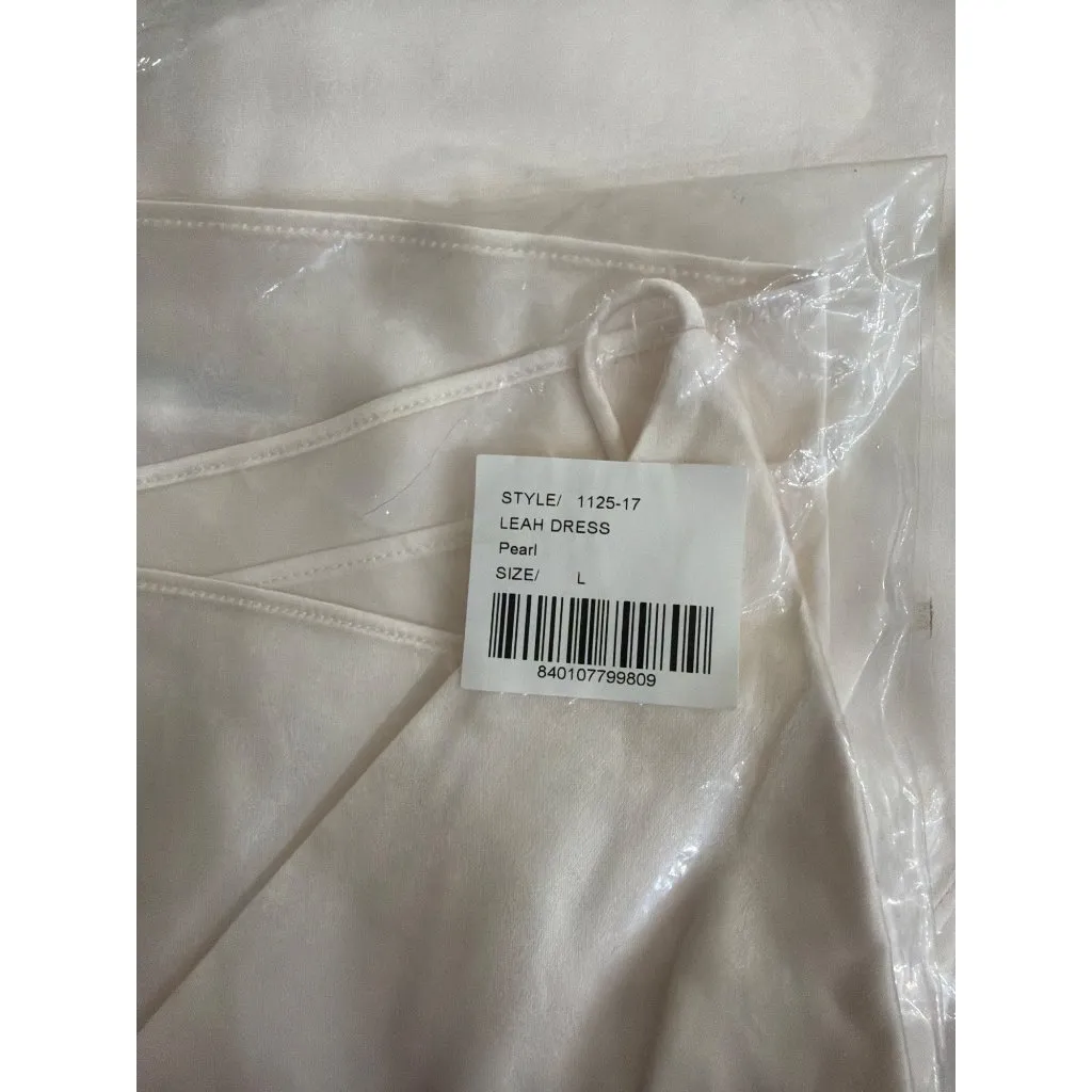 SEROYA Leah Silk Mini Dress Pearl Womens Size Large White - Image 9