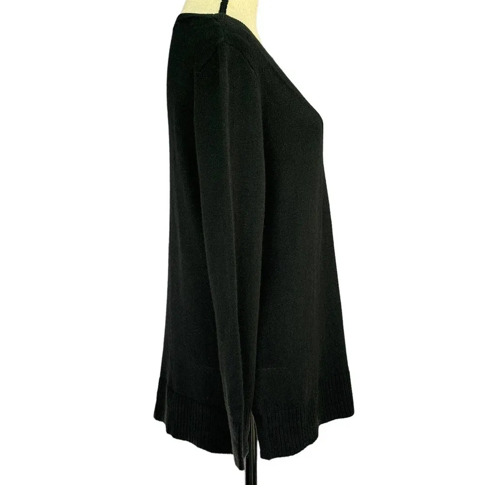 Karen Scott Small Sweater Crossover V-Neck Long Sleeve Stretch Pullover Black - Image 2
