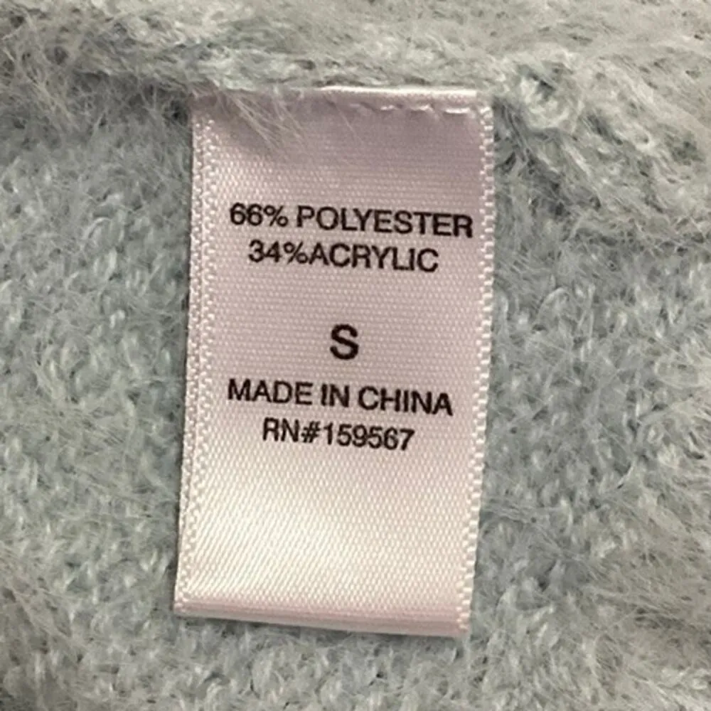 Sweet & Sinful Blue Mohair Eyelash Knit Fuzzy Fur Cardigan Sweater Top Size S - Image 5